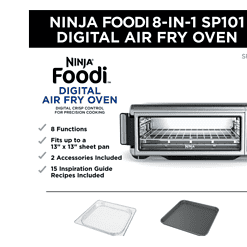NINJA SP101 Stainless Steel Foodi Digital Air Fry Oven, Convection Oven, Toaster, Air Fryer, Flip-Away for Storage