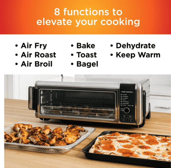 NINJA SP101 Stainless Steel Foodi Digital Air Fry Oven, Convection Oven, Toaster, Air Fryer, Flip-Away for Storage