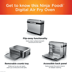 NINJA SP101 Stainless Steel Foodi Digital Air Fry Oven, Convection Oven, Toaster, Air Fryer, Flip-Away for Storage