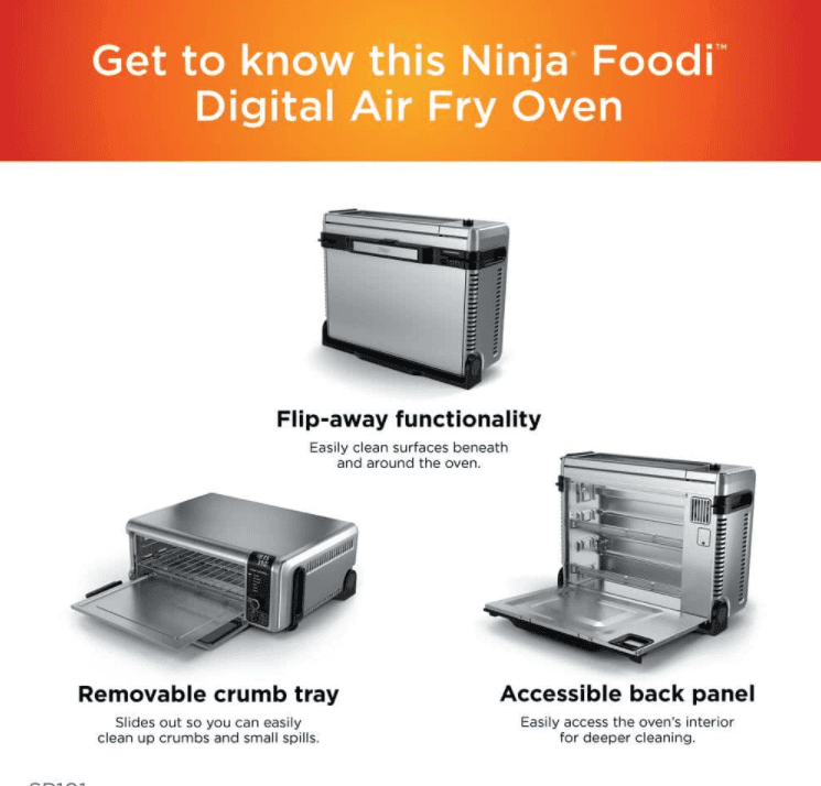 NINJA SP101 Stainless Steel Foodi Digital Air Fry Oven, Convection Oven, Toaster, Air Fryer, Flip-Away for Storage
