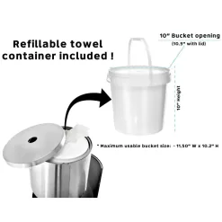 Stainless Steel Gym Disinfecting Wipes Dispenser with 7 Gal. Built-in Trash Can