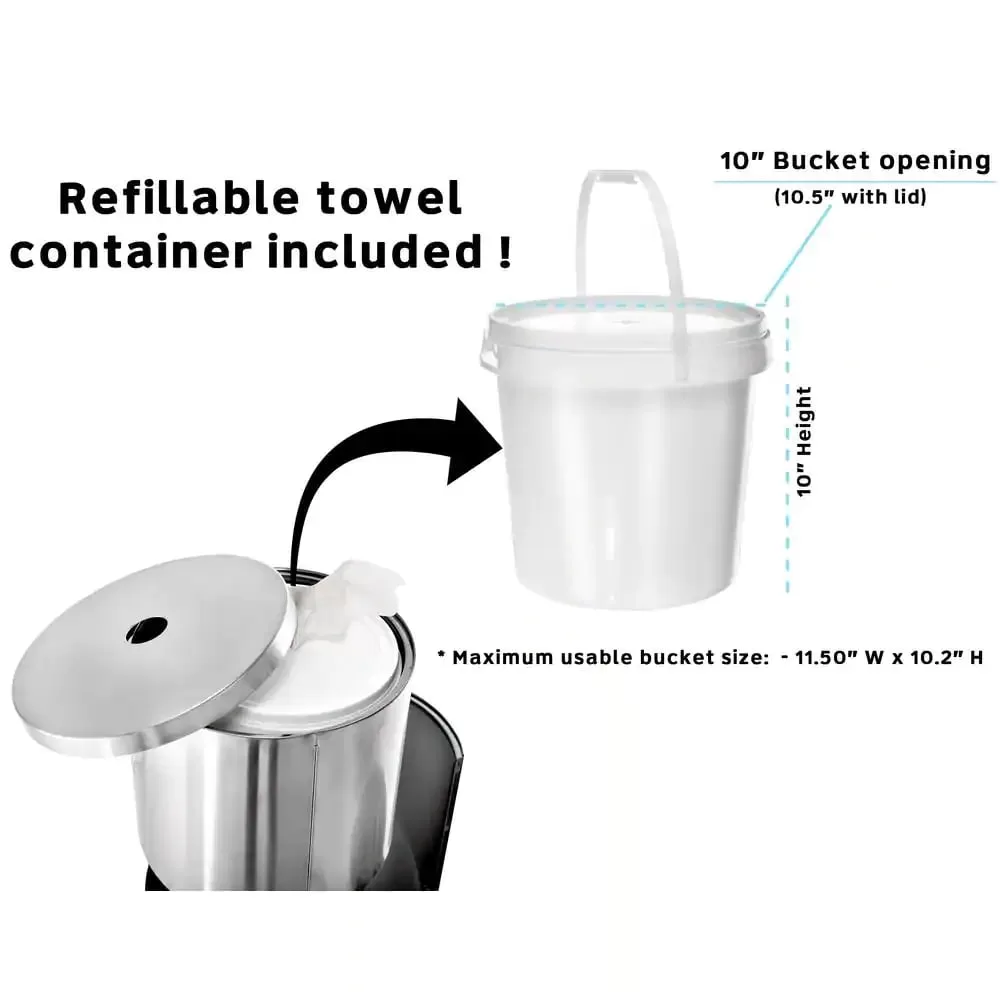 Stainless Steel Gym Disinfecting Wipes Dispenser with 7 Gal. Built-in Trash Can
