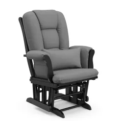 Storkcraft Tuscany Gray Cushion Black Glider and Ottoman Set