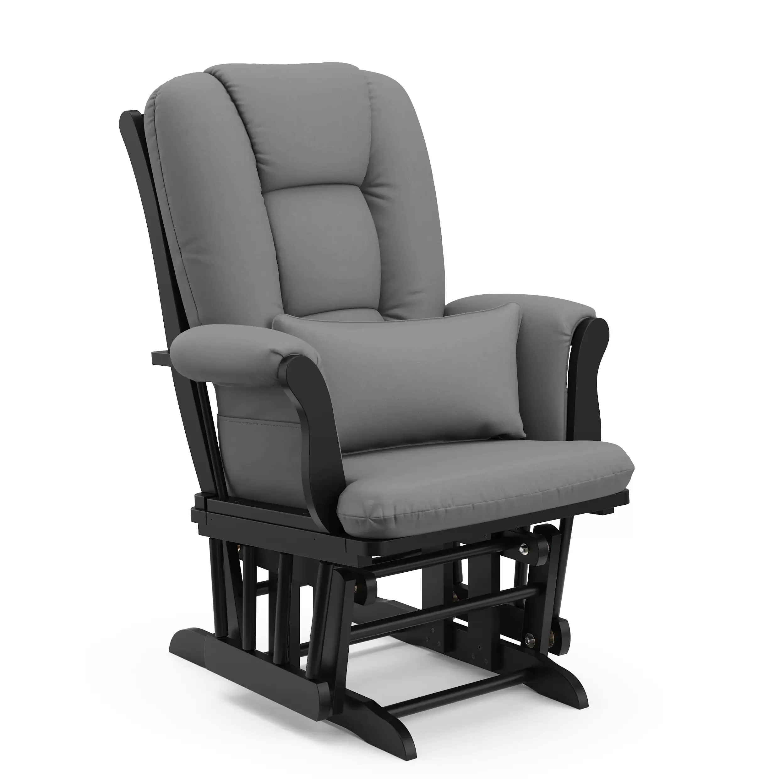 Storkcraft Tuscany Gray Cushion Black Glider and Ottoman Set