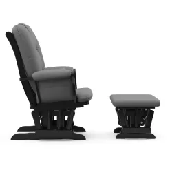 Storkcraft Tuscany Gray Cushion Black Glider and Ottoman Set