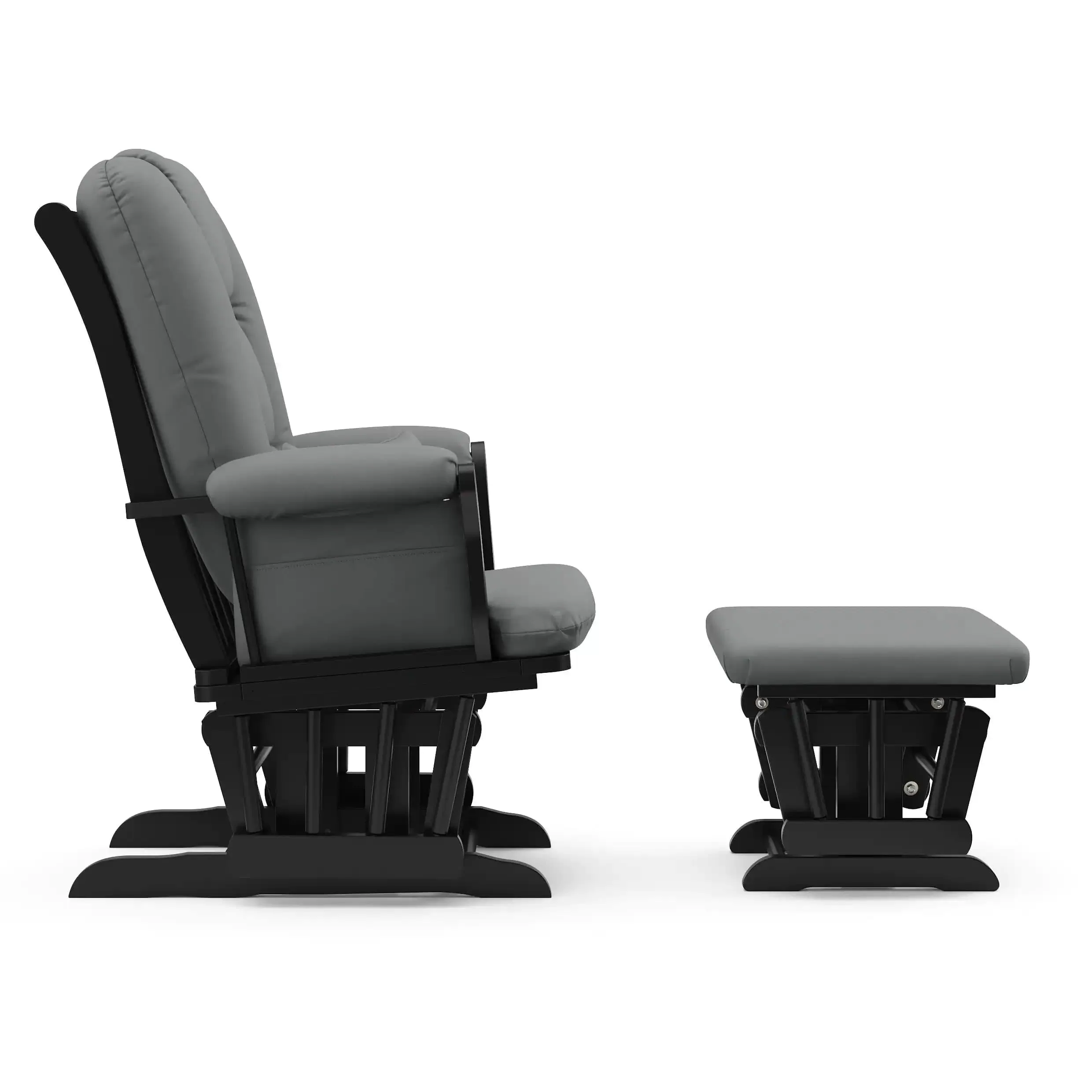 Storkcraft Tuscany Gray Cushion Black Glider and Ottoman Set