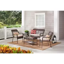 StyleWell Mix and Match Wicker Lounge Chair with Putty Tan Cushions (2-Pack)