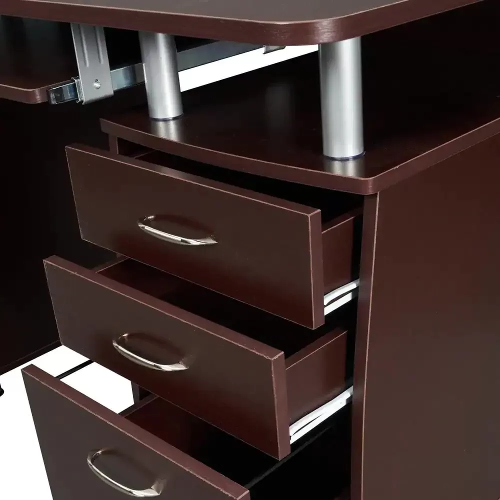 TECHNI MOBILI 48 in. Rectangular Chocolate 3 Drawer Computer Desk