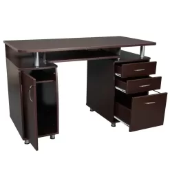 TECHNI MOBILI 48 in. Rectangular Chocolate 3 Drawer Computer Desk