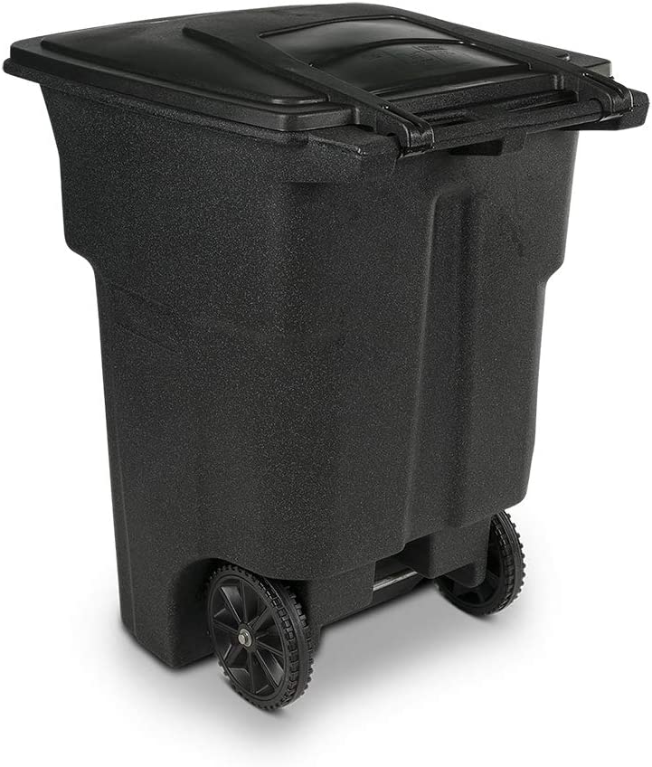 Toter 96-Gallon Greenstone Plastic Wheeled Trash Can with Lid - Image 6