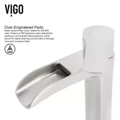 VIGO VG07050 Glass Round Vessel Bathroom Sink in Titanium Gray with Faucet in Brushed Nickel