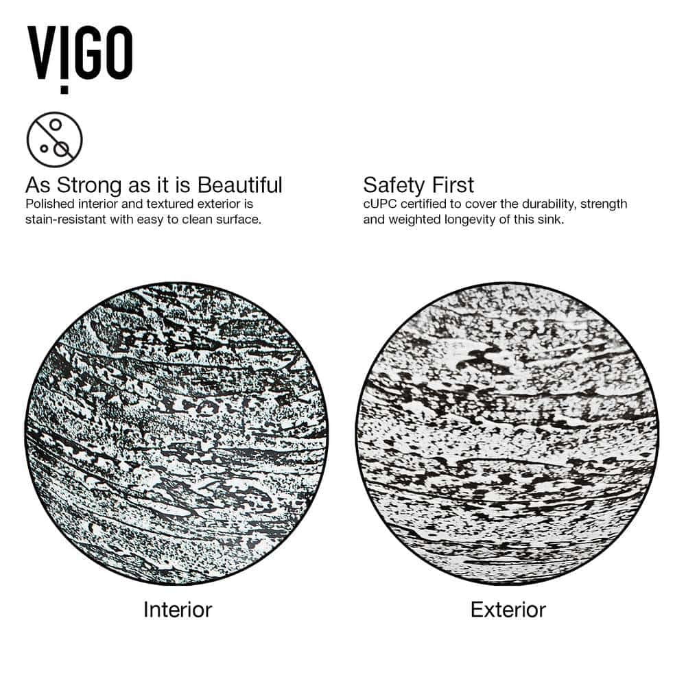 VIGO VG07050 Glass Round Vessel Bathroom Sink in Titanium Gray with Faucet in Brushed Nickel