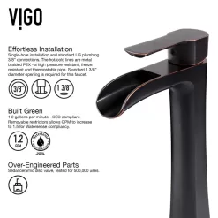 VIGO VGT1055 Glass Rectangular Vessel Bathroom Sink, Chocolate Brown, Antique Rubbed Bronze