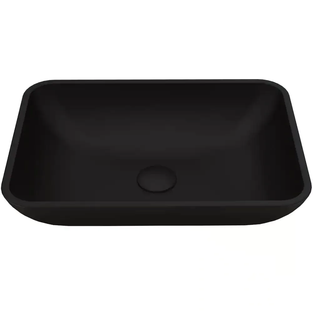 VIGO VGT1428 Matte Shell Sottile Glass Rectangular Vessel Bathroom Sink in Black