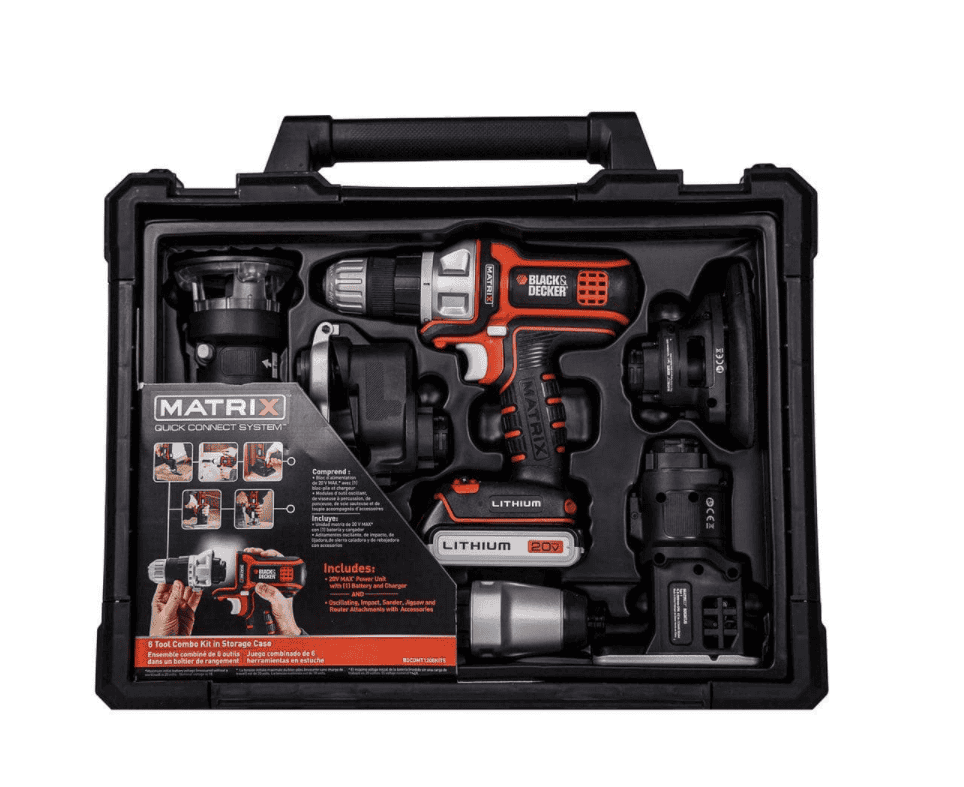 BLACK+DECKER BDCDMT1206KITC 20-Volt Max Lithium-Ion Cordless Matrix Combo Kit with Storage Case (6-Tool)