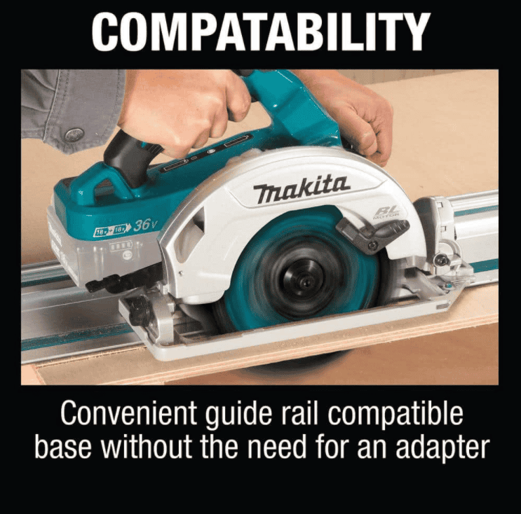 Makita XSH08Z 18-Volt X2 LXT Lithium-Ion (36-Volt) 7-1/4 in. Brushless Cordless Circular Saw Guide Rail Compatible Base (Tool-Only)