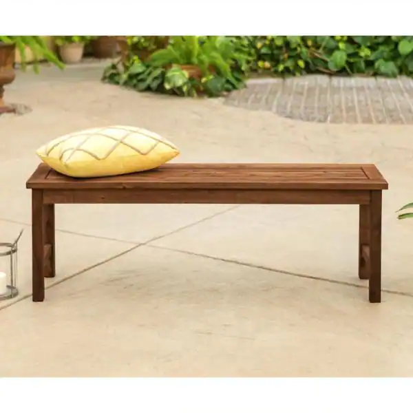 Walker Edison Furniture Company Boardwalk Dark Brown Acacia Wood Outdoor Bench