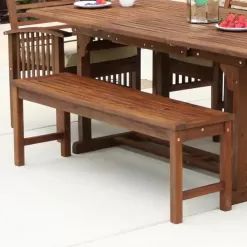 Walker Edison Furniture Company Boardwalk Dark Brown Acacia Wood Outdoor Bench
