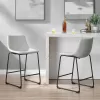 Walker Edison Wasatch 24 in, Frame Counter Height Bar Stool, Leather Seat (Set of 2)