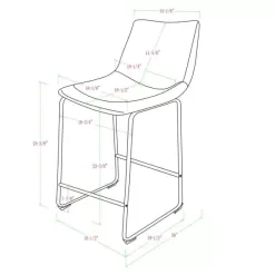 Walker Edison Wasatch 24 in, Frame Counter Height Bar Stool, Leather Seat (Set of 2)