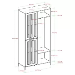Welwick Designs 72 in. Dark Walnut Slat Door Metal and Wood Hall Tree