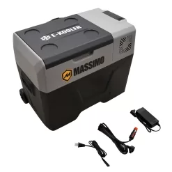 E-Kooler Bluetooth Battery-Powered Portable Iceless Travel Cooler with Wheels & Sliding Handle (40 Liter, Gray)