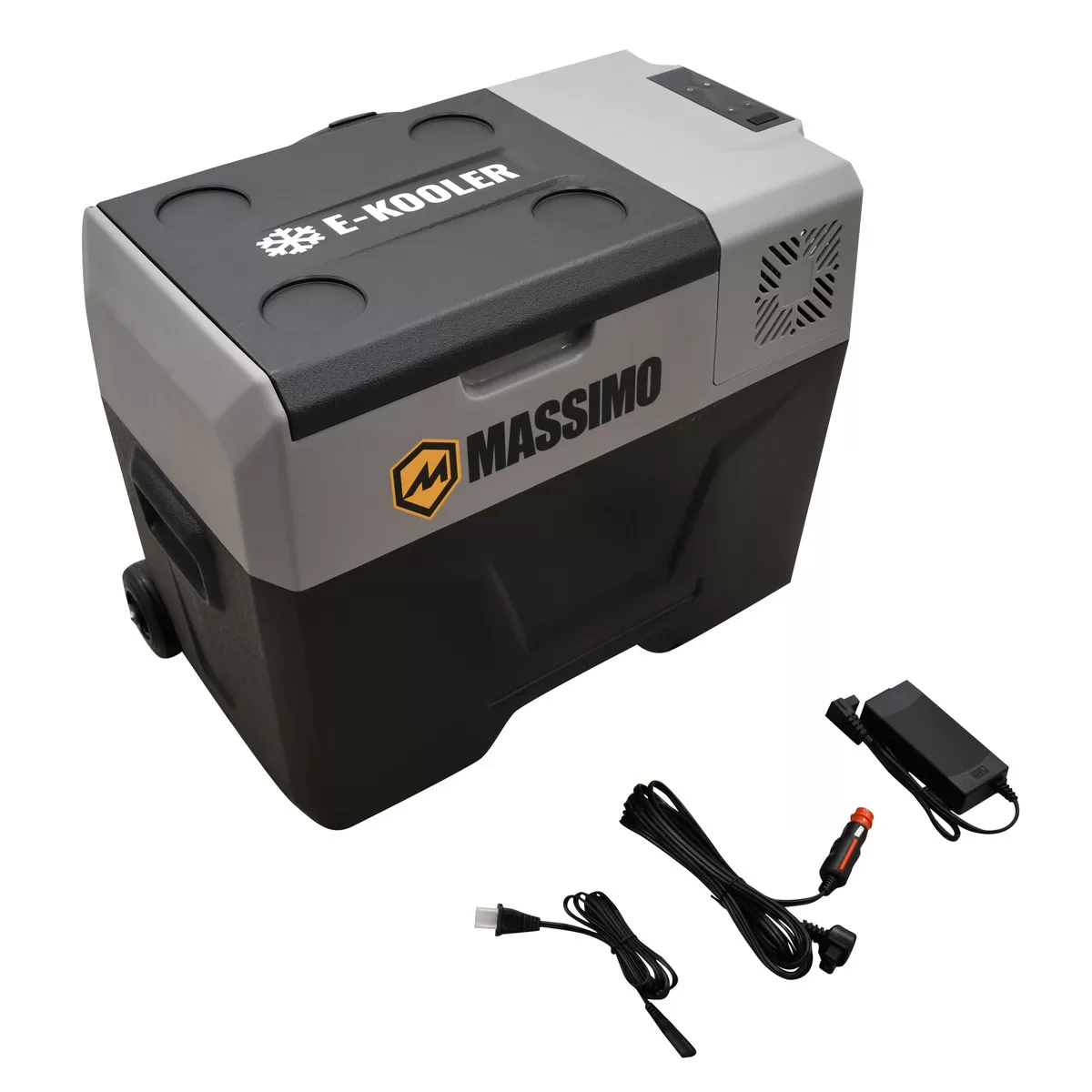 E-Kooler Bluetooth Battery-Powered Portable Iceless Travel Cooler with Wheels & Sliding Handle (40 Liter, Gray)