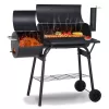 SKONYON Outdoor Portable BBQ Charcoal Grill with Offset Smoker, Black