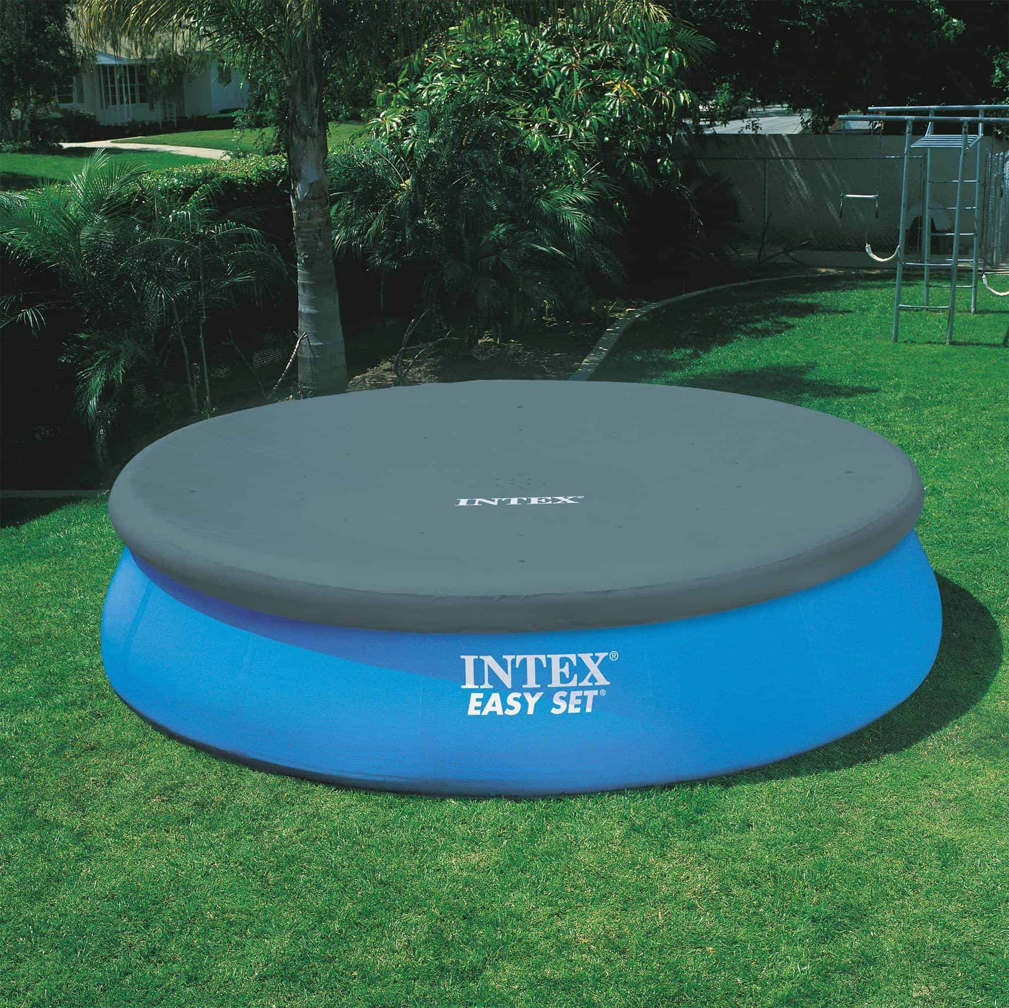 Intex 15' x 42" Inflatable Easy Set Swimming Pool and Debris Vinyl Cover Tarp