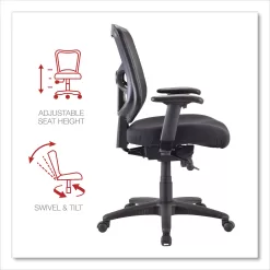 Alera Elusion Series 275 lb. Mid-Back Mesh Task Office Chair - Black