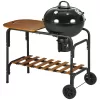 Outsunny Charcoal BBQ Grill on Wheels 21" Barbecue Smoker W/ Table, Shelf