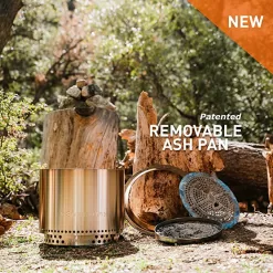Solo Stove Bonfire 2.0 with Stand, Smokeless Fire Pit | Wood Burning Fireplaces w/ Removable Ash Pan, Stainless Steel, H: 16.75 in x Dia: 19.5 in, 25.1 lbs