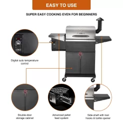 Z GRILLS ZPG-600D3E 573 sq. in. Wood Pellet Grill and Smoker 8-in-1 BBQ Stainless Steel