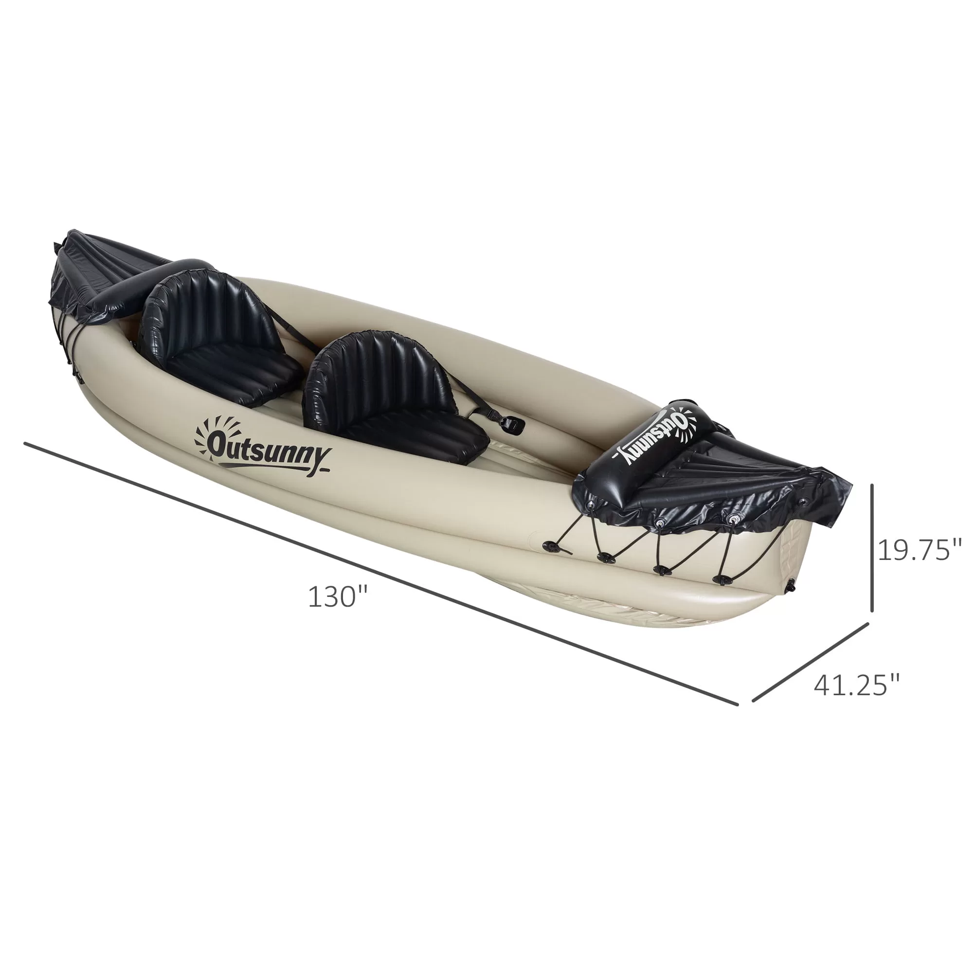 Outsunny 2 Person Inflatable Kayak, Includes Paddles, Repair Kit, Portable Tandem Blow Up Boat, Beige