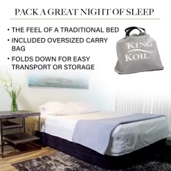 King Koil California King Luxury Raised Air Mattress with Built-in 120V AC High Capacity Internal Pump Comfort Quilt Top California King Airbed