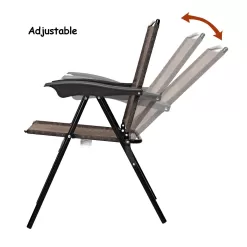Costway 4PCS Folding Sling Chairs Steel Armrest Patio Garden Camping W/Adjustable Back