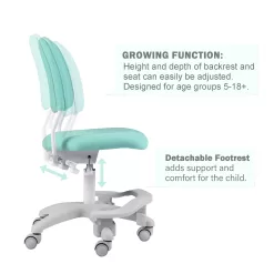 QualiSky Ergonomic Kids Desk Chair, Child's Children Student Study Office Computer Chair - Green
