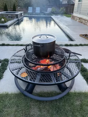 MASTER FORGE 47.24-in W Black Steel Wood-Burning Fire Pit