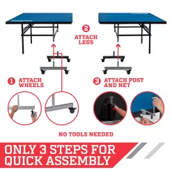 ESPN Official Size 2 Piece 15mm Indoor Quick Match Table Tennis Table, Blue