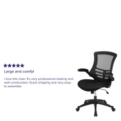 Flash Furniture Kelista Mid-Back Black Mesh Swivel Ergonomic Task Office Chair with Flip-Up Arms, BIFMA Certified