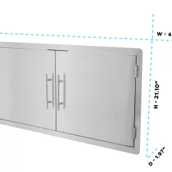 AdirHome BBQ Grill Double Access Door Panel, Stainless Steel, Rust-Resistant, Single Face, 42 Inches