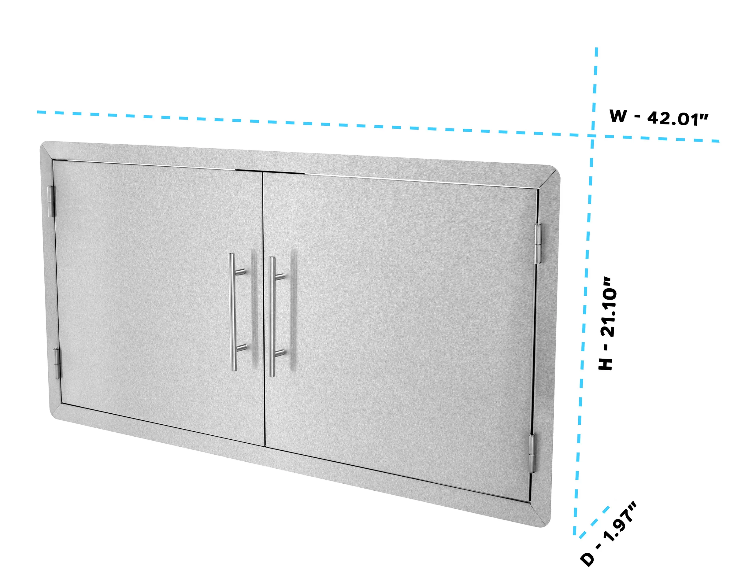 AdirHome BBQ Grill Double Access Door Panel, Stainless Steel, Rust-Resistant, Single Face, 42 Inches