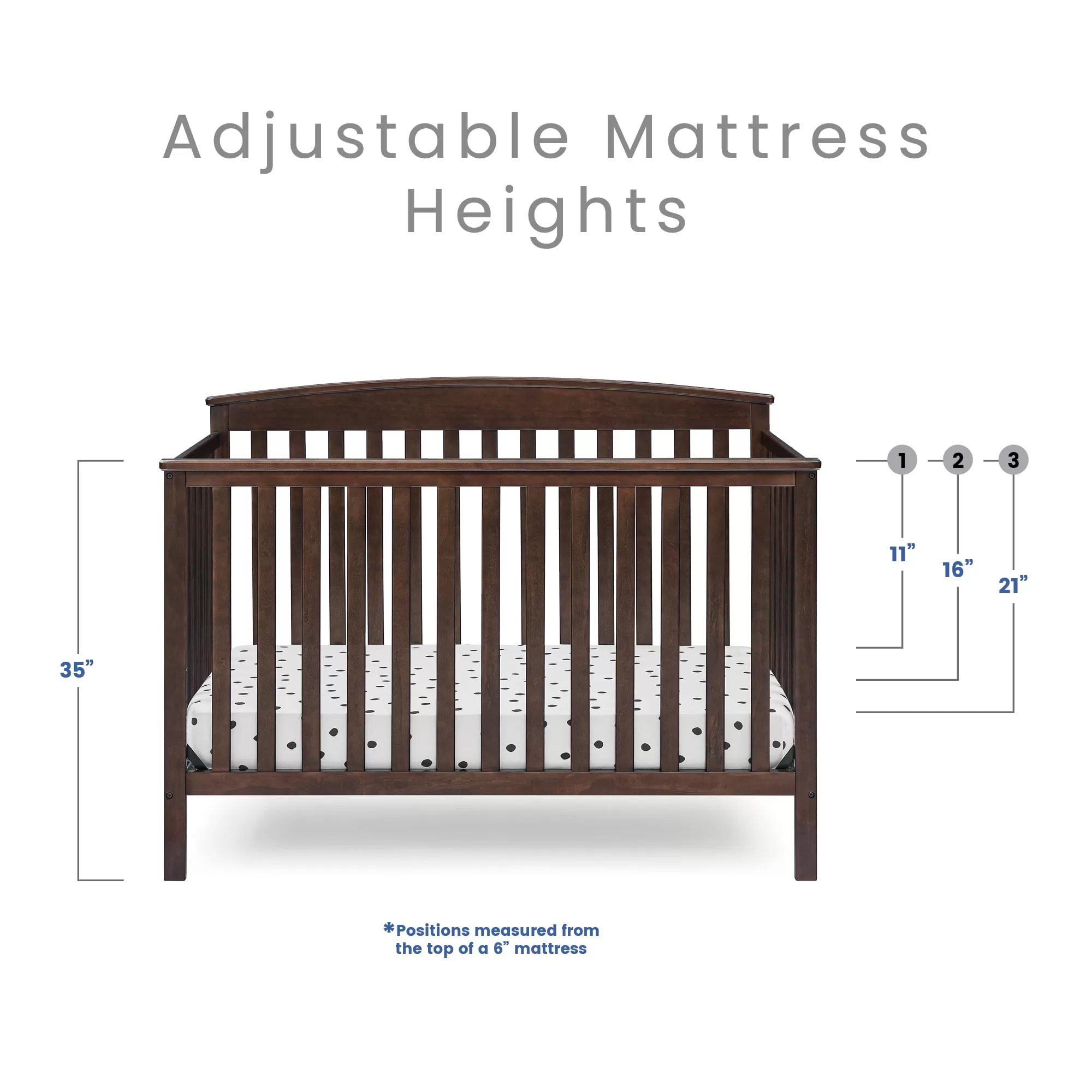 Delta Children Hanover 6-in-1 Convertible Baby Crib, Walnut Espresso