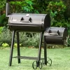 Sophia & William Portable BBQ Charcoal Grill with Offset Smoker, Black
