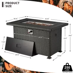 HOMREST Propane Fire Pit Table, 50 Inch 50,000 BTU Smokeless Firepit for Outdoor Patio, CSA Approved, Auto-Ignition Adjustable Flame
