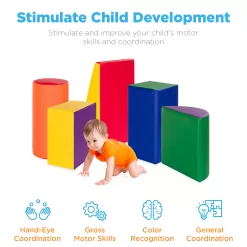 Best Choice Products 5-Piece Kids Climb & Crawl Soft Foam Block Playset Structures for Child Development, Motor Skills
