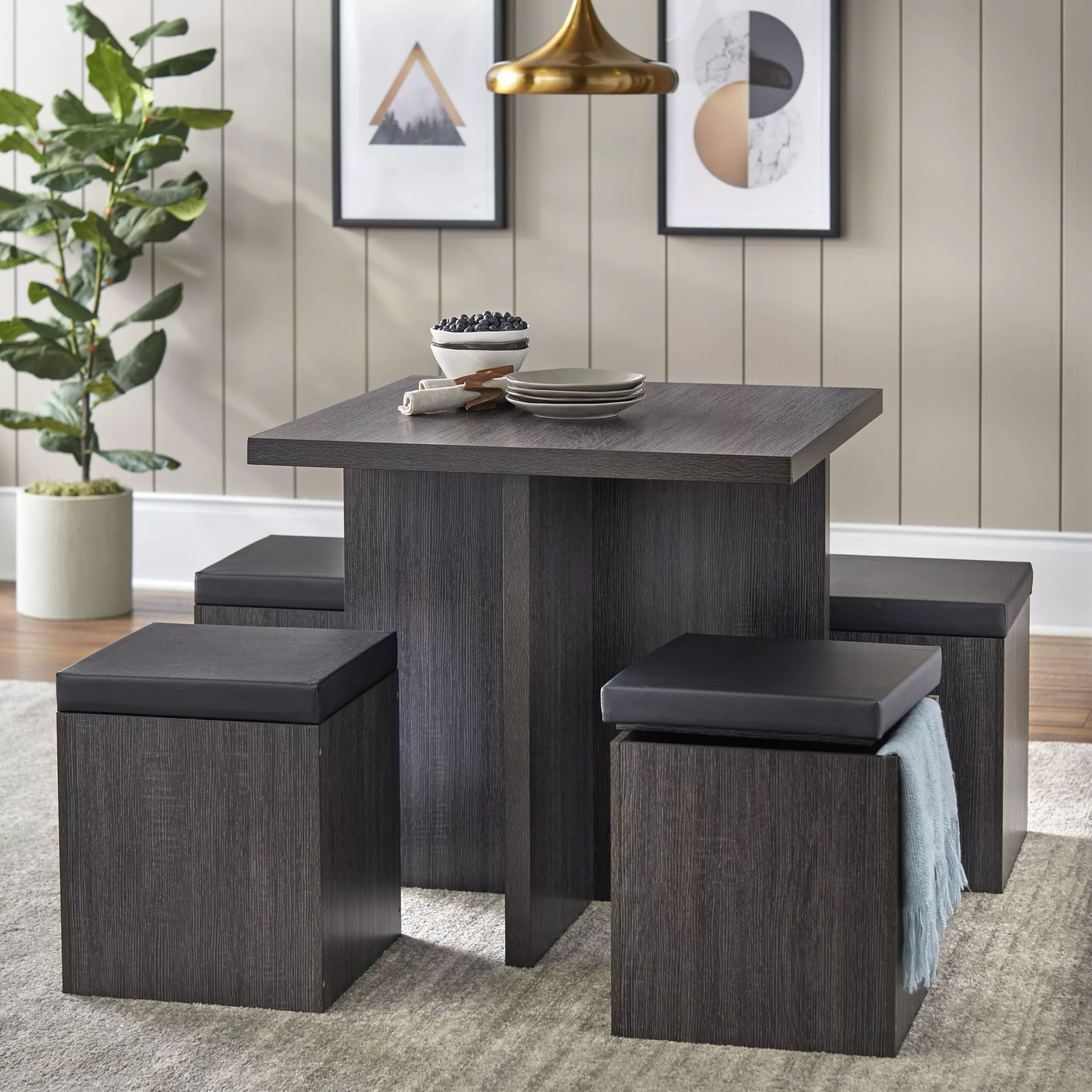 Mainstays 5-Piece Dexter Dining Set with Storage Ottoman