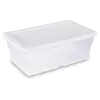 Sterilite 6 Qt Clear Plastic Storage Container Bin, Snap Close White Lid, 72 Pack