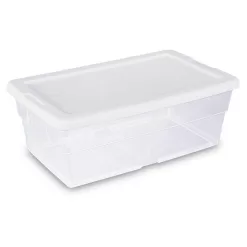 Sterilite 6 Qt Clear Plastic Storage Container Bin, Snap Close White Lid, 72 Pack
