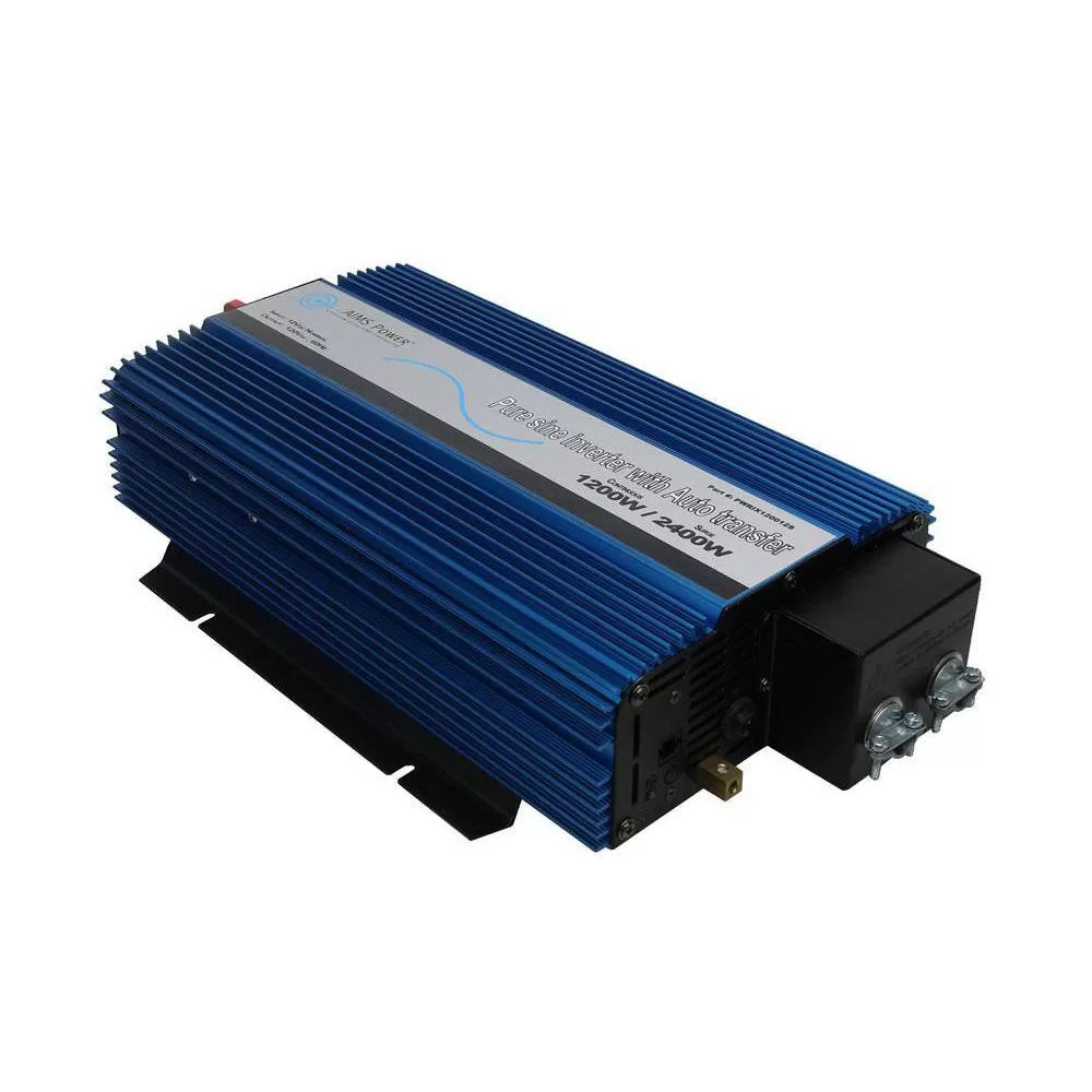 AIMS POWER PWRIX120012SUL 1,200-Watt Pure Sine Inverter with Automatic Transfer Switch 12-Volt DC to 120-Volt AC ETL Listed to UL 458